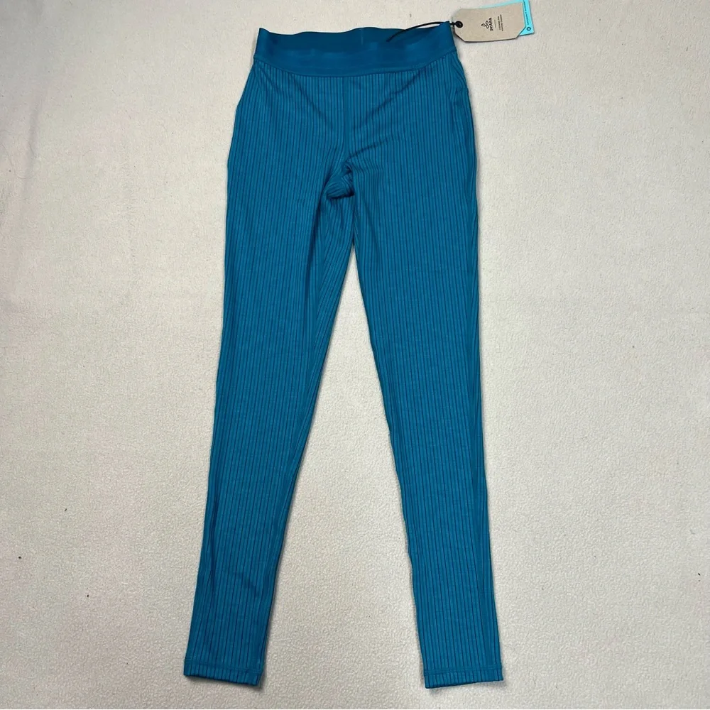 Prana Leggings Womens XS Teal Luminance High Rise Striped Storm Blue NWT